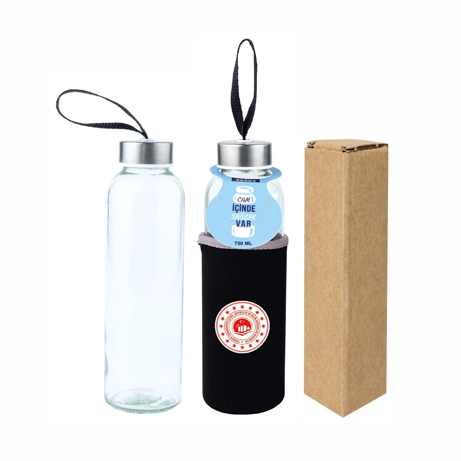 Kılıflı Cam Matara 750 ML