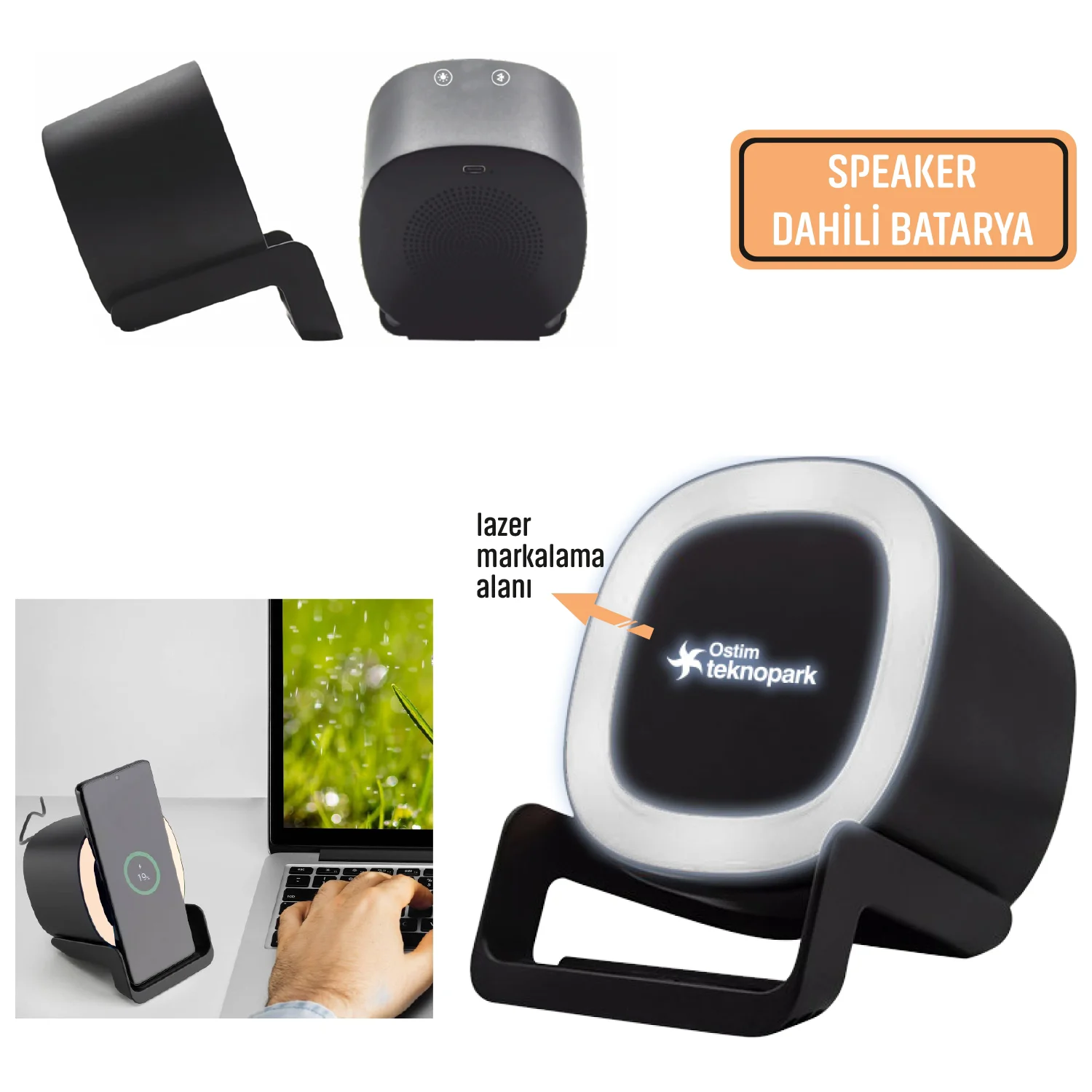 IŞIKLI WİRELESS, DAHİLİ BLUETOOTH SPEAKER ŞARJ STANDI