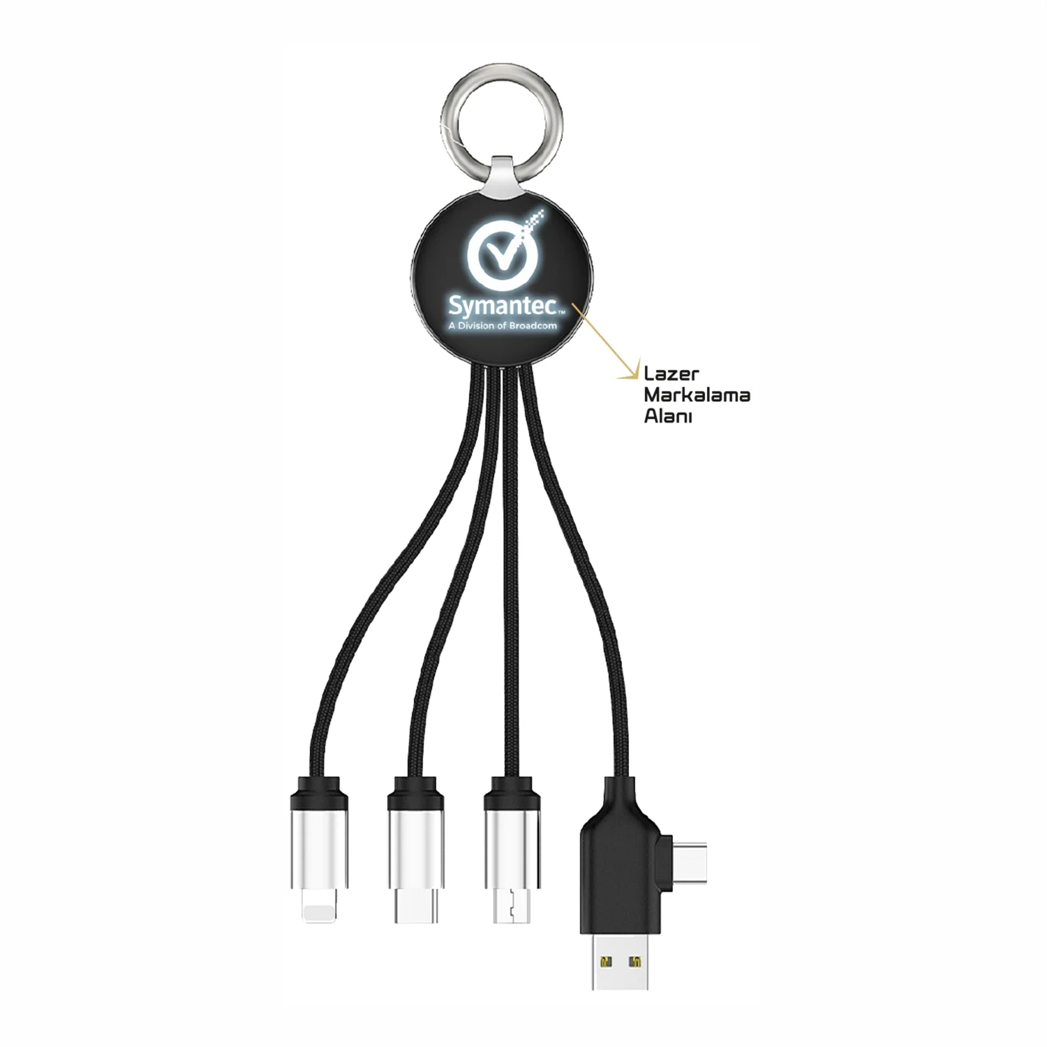 Type-C Klipsli, Işıklı Şarj Kablosu 15 cm Kılıfsız