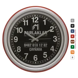 PLASTİK ÇERÇEVE ÇEMBERLİ METAL KADRAN DUVAR SAATİ 46 CM