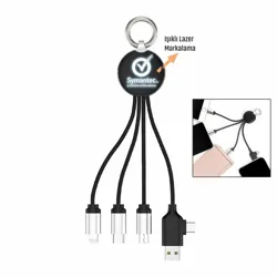 Type-C Klipsli, Işıklı Şarj Kablosu 15 cm Kılıfsız