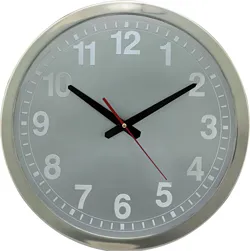 PARLAK KROMAJ ÇERÇEVE METAL KADRAN DUVAR SAATİ 40 CM