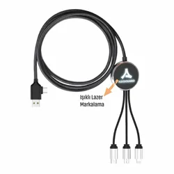 Datalı Type-C Klipsli, Işıklı Şarj Kablosu 1,15 cm Kılıfsız