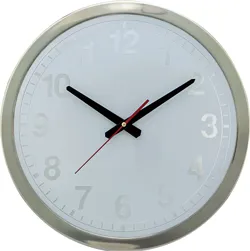 PARLAK KROMAJ ÇERÇEVE METAL KADRAN DUVAR SAATİ 40 CM