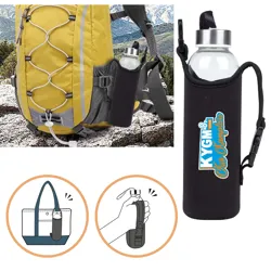 Çanta Askı Kılıflı Cam Matara 500 ml