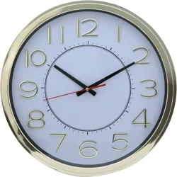 METALİZE ÇERÇEVE TAKMATİK RAKAM DUVAR SAATİ 42 CM